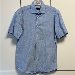 Men's Light Blue Casual Short Sleeve Button-Down Shirt